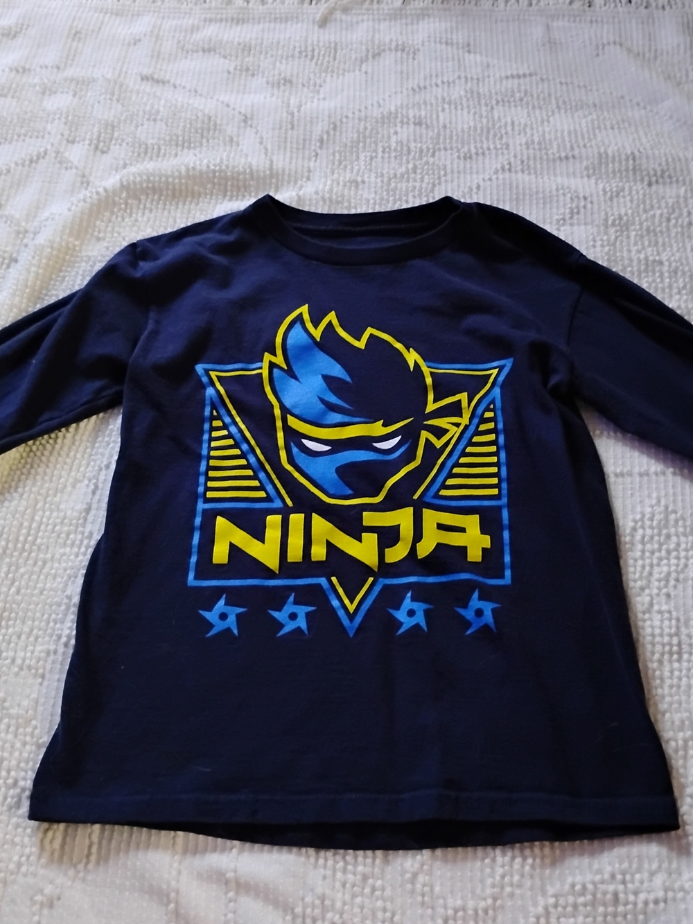 Ninja Boys Navy Long-Sleeve Tee with Yellow & Blue Graphic